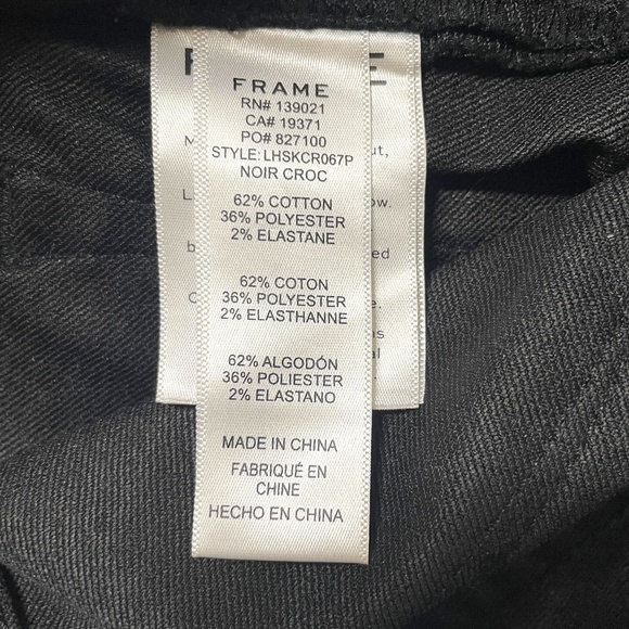 Frame Le High Crop Skinny Coated Croc-Embossed Jeans, Black, Size 26 - Picture 7 of 9